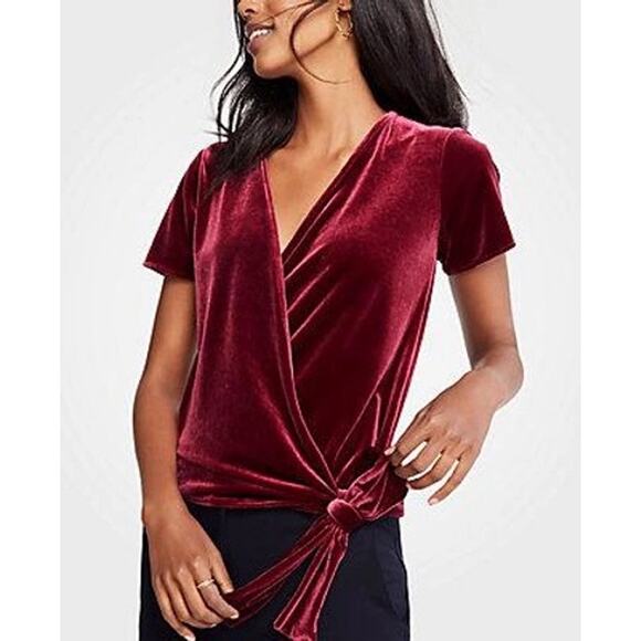 NWT Ann Taylor Velvet Wrap Top - Picture 1 of 7